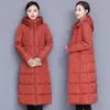 Kvinnor Down Parkas Winter Coat Padded Jacket Långt plus storlek förtjockad över knäet Casual Hooded Women 221122