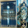 Vorhang Europäischer Stil Luxusvorhänge für Wohnzimmer Schlafzimmer Leichte Hohlhöhle Stickerei Tulles Blue Brown Anpassung