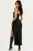 Two Piece Dress Summer Women's Suspender Lace Skinny Offtheshoulder Sleeveless Top Bag Hip Slit Black Skirt Twopiece Suit 221123