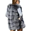 Women's Fur Faux Sliver Vest Women Winter Fashion Medium Long Artifical Vests Woman Warm Fake Coats Female Ladies 221123
