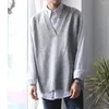 Men's Tank Tops Mens V Neck Sweater Knitted Vest Waistcoat Jumper Sleeveless Pullover Knitwear Loose Casual Preppy Solid 903-B553