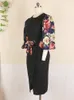 Parti Elbiseleri Zarif Moda Kadınlar Vintage Çiçek Baskılı Fener Kollu İnce Fit Bodycon Midi Ofis Bayanlar Resmi Klas 221123