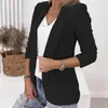 Kvinnors kostymer mode kvinnor blazer långärmad smal passformfickor kostym jackor kontor lady fasta färg lapel blazers ensembler de de