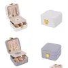 Pudełka biżuterii pudełko biżuterii podwójna warstwa organizator podróży PU skórzane wyświetlacze z lustrzanym naszyjnikiem pierścienie kolczykowe przechowywanie dhsu3