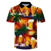 Polos Polos Casual Hawaiian Beer Coconut Tree Brand Polo Polo Hommes à manches longues Topsfashion Vêtements de sport respirants confortables 221122