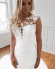 2023 Splendidi abiti da sposa a sirena Abito da sposa Applique in pizzo senza maniche Sweep Train Scoop Neck Custom Made Beach Country Plus Size vestido de novia