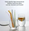 20 cm herbruikbare eco borosilicaat glas drinkstrepen helder gekleurde gebogen rechte melk cocktailstro hoge temperatuur weerstand FY5439