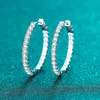 Hoop Huggie Smyoue 288CT White Gold Earring for Women Sparkling Full Enternity Diamond Earrings 35cm 925 Sterling Silver 221119