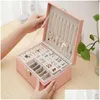 Jewelry Boxes Double Layer Jewelry Box Pu Leather Organizer Display Travel Storage Boxes Case Large Space Holder For Earrings Neckla Dhawf