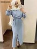 Kvinnors jumpsuits rompers Siskakia kvinnor solid bälte jumpsuit långa europeiska och amerikanska mode rompers dubai muslim jumpsuit höst 221123