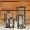 Kaarsenhouders eenvoudige smeedijzeren houder retro European Candlestick Outdoor Winddicht glas Centerpiecandelabros Home Decoratie