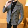 Hommes laine mélanges marque vêtements hommes haute qualité loisirs plaid laine manteau/homme coupe ajustée hiver garder au chaud manteaux 221123
