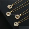Pendant Necklaces Cubic Zircon English Initial Pendant Necklaces 26 Gold Chains Disc Letter Necklace For Women Fashion Jewelry Drop Dh03G