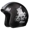 Capacetes de motocicleta Chopper Biker Estilo japonês Vintage Moto Bike DOT Approved Capacete de moto 3/4 Motocross Capacete de fibra de carbono