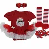 Kläder sätter mina första juldräkter tjej Romper Set Infantil Short Sleeve Jumpsuits Santa Claus kläder Xmas Born Kids Baby Product 221122