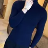 Erkek Sweaters Kollu Twist Twitt Slim Sweater Erkek Kazak Erkekler Örgü Kış Kış Renkli Kaplumbağa Boyun Uzun