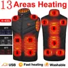 Men's Down Parkas 17 Areas Electric Heated Vest Usb Heating Jacket Men Women Bodywarmer Inner Heat e Chauffante 221123