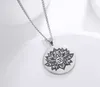 Strands Strings Fashionable fashion trend blackened line lotus pattern stainless steel pendant necklace LL