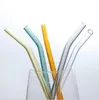 20cm Reusable Eco Borosilicate Glass Drinking Straws Clear Colored Bent Straight Milk Cocktail Straw High temperature resistance FY5439