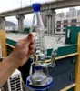 Bleu de 16 pouces en verre Bong Bong Bong avec arbre ARM DOUBLE PERC DRILATE DAB RIGNE DE 14 mm Pipes fumeurs