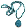 Pendant Necklaces MOODPC Fashion Jewelry Spots Semi Precious Stones Long Knotted Stone Drop Women Ethnic Necklace