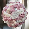 Dekorative Blumen Kränze 1 Teile/los Lila Hochzeitsstrauß Elfenbein Satin Rose Künstliche Brosche Hochzeit Braut Brautjungfer Blumensträuße 221122