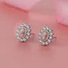 Stud OEVAS 100% 925 Sterling Silver Sparkling Pink Yellow Zircon Flower High Carbon Diamond Earrings Women Party Fine Jewelry 221119