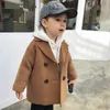 Cappotto Neonato Ragazza e Giacca Lunga Doppio Petto Caldo Neonato Toddle Risvolto Tweed Primavera Autunno Inverno Capispalla Vestiti 221122