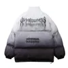 M￤ns ner parkas hiphop ￶verdimensionerad jacka parka gradient streetwear mens harajuku bomull vinter vadderad kappa varmt utkl￤der bl￥ 221122