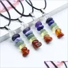 Other Jewelry Sets 7 Chakra Necklace Healing Irregar Natural Stone Agate Crystal Stacking Pendant Necklaces Organ Seven Believe Fash Dhlyw