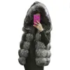Pele feminina faux hjqjljls outono feminino colete com capuz casaco feminino inverno grosso quente sem mangas falso jaqueta sliver cinza 221122
