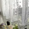 Perde beyaz çiçek yaprakları püskül dantel kısa tül şeffaf yarım örtü oturma odası yatak odası mutfak bitmiş şeffaf panel4
