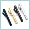 Tie Clips Twill Stripe Tie Clips Skjortor Business Suits Black Gold Ties Bar Clasps Fashion Jewelry for Men Gift Drop Delivery Cufflink DHQJG