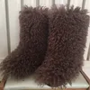 ブーツ冬の女性雪の贅沢な毛皮のふわふわ暖かい毛皮のようなフェイクファッション屋外ノンスリップシューズミュージャー221123