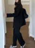 Kvinnors tvåbitar byxor Kvinnor Office Business Blazer Suit Korean Fashion Vintage Jackets Casual Loose Pants 2 Pieces Set Female Chic Work Pantsuit 221123