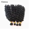 ブラジルの深い波バルク自然な色の編みのための人間の髪4束の髪の毛ないbublk no weft fdshine5970038