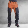 Męskie spodnie Casual Fashion Color Block Multi Pockets Sporty Długie ładunki spodni dla 221122