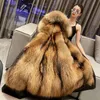 Faux manteau de fourrure pour femmes lâche pardessus épais chaud femme manteaux en peluche cheveux doublure intérieure col détachable longue Parkas veste 221123