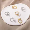 Bagues de cluster Zircon Ball Twisted Ouverture pour femmes hommes en acier inoxydable Couple de mariage Mode Luxe Dubai Bijoux de mariée Cadeau