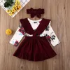 Ensembles de vêtements Citgeett Spring 3PCS Infant Baby Girl Floral Outfit Vêtements Imprimer RomperStrap Jupes Robe Bandeau Automne Ensemble 221122