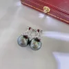 Orecchini schienali moda 925 orecchini in argento sterling per donne 10-11 mm vicino a tahiti rotonde clip perle nera fine gioielli per feste di matrimonio