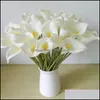Faux floreale verde Pu fiore artificiale Calla Lily imitazione bouquet bianco festa di nozze giardino decorazioni per la casa goccia consegna accenti Dhwu1