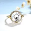 Солитарное кольцо Kuololit 4ct Rose Cut Moissanite для женщин Сплошное 18K 14K10K Желтовое золото круглый 10 мм DVVS1 Свадьба обручения змей 221119