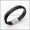 Charmarmbanden Echte lederen armband Magnetische gesp geweven Weven Braid Bangle manchet Polsband mode sieraden vrouwen heren armband dhyxi