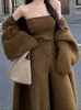 Women Dwuczęściowe spodnie 3 ustawia stroje Kobiety ustawione solidne khaki vintage koreańskie zimowe ubrania kardigan kurtka top wysoka w talii 221123