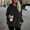 Damen Hoodies Winter Frauen Sherpa Übergroße Fleece Kapuzenpullover Lose Flauschiger Mantel Warme Streetwear