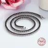 Pendanthalsband 1624 tum 4160 cm Real 925 Sterling Silver Tennis Chain Pave 3 mm svart zirkon fina smycken Menwomen 221119