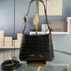 Small Hobo Bag Crocodile Embossed Designer purses shoulder black bag shiny super supple hangbag crossbody bags 2023