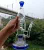 El agua de cristal azul de 16 pulgadas Bong las cachimbas con el árbol del brazo Doble Perc Delicate Dab Rig 14mm Pipas que fuman