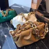 2022 women's real leather Big chain cloud bag soft wrinkled dumpling Shoulder Messenger large chain handbag designer fashion Clutch Bags